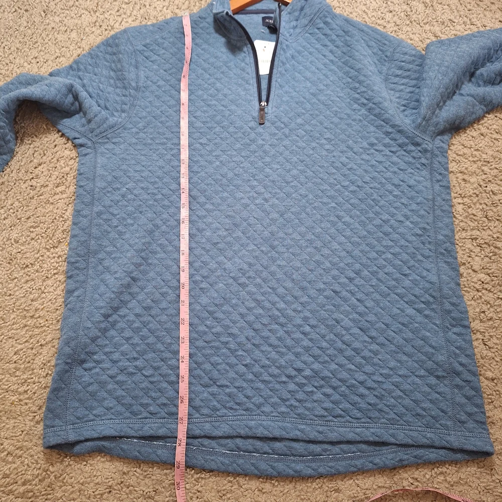 NWT J.CREW Men's Diamond Quilted Half-Zip Pullover Sweater Blue Size Large